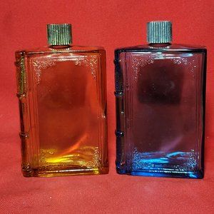 VTG Blue & Amber Decanter Collectible Bottes et of 2